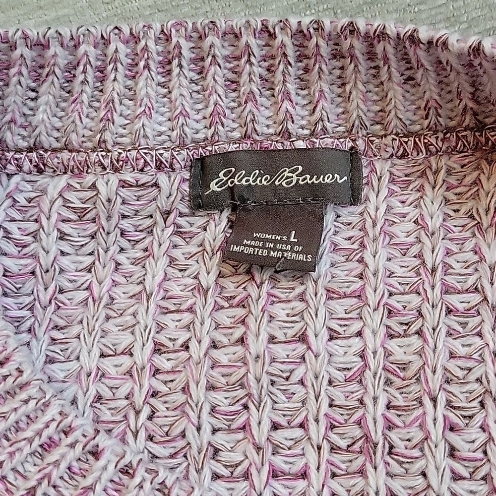 EDDIE BAUER purple & white knit sweater. Size is Large. - Picture 5 of 6